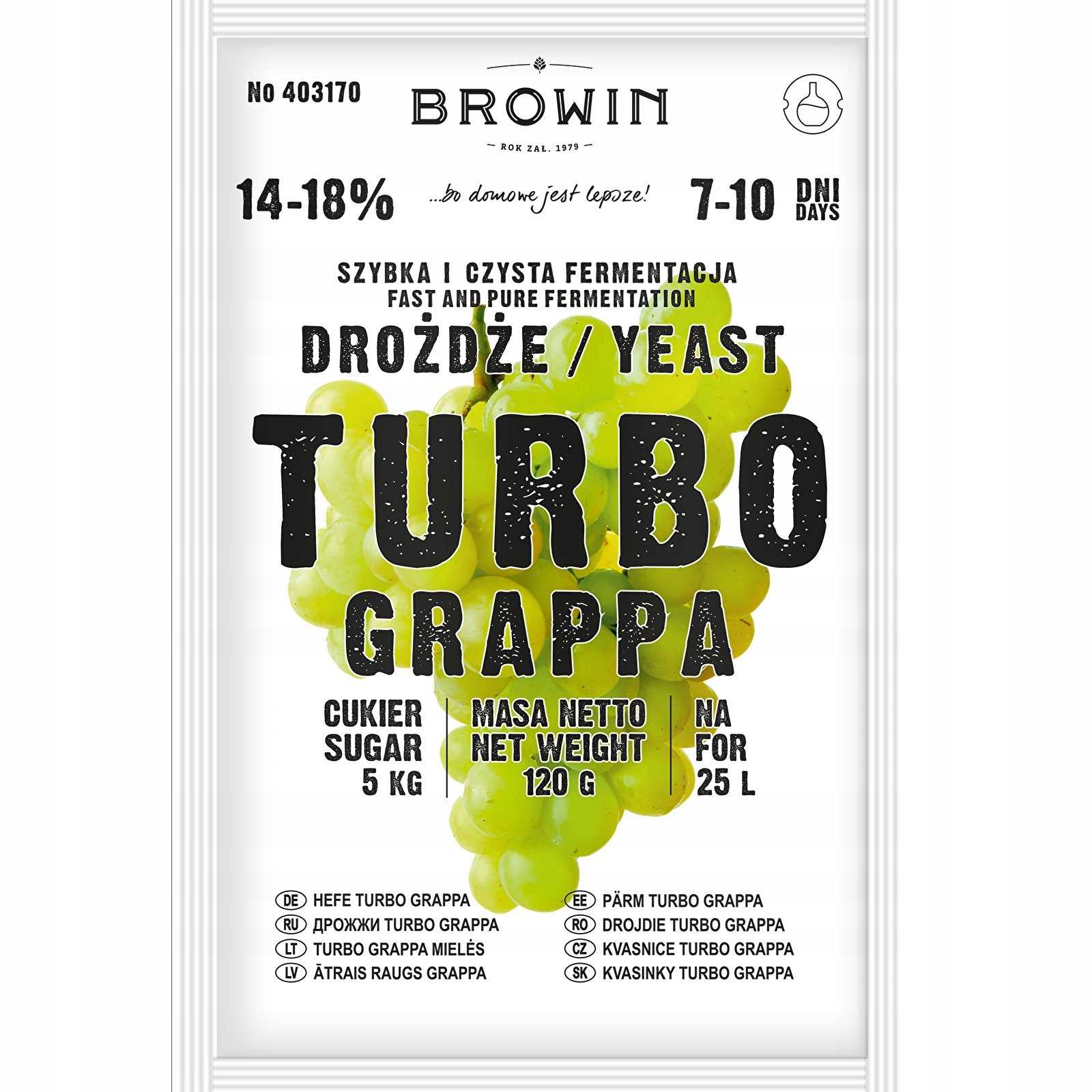 Drożdże GORZELNICZE TURBO GRAPPA - 120g 10szt