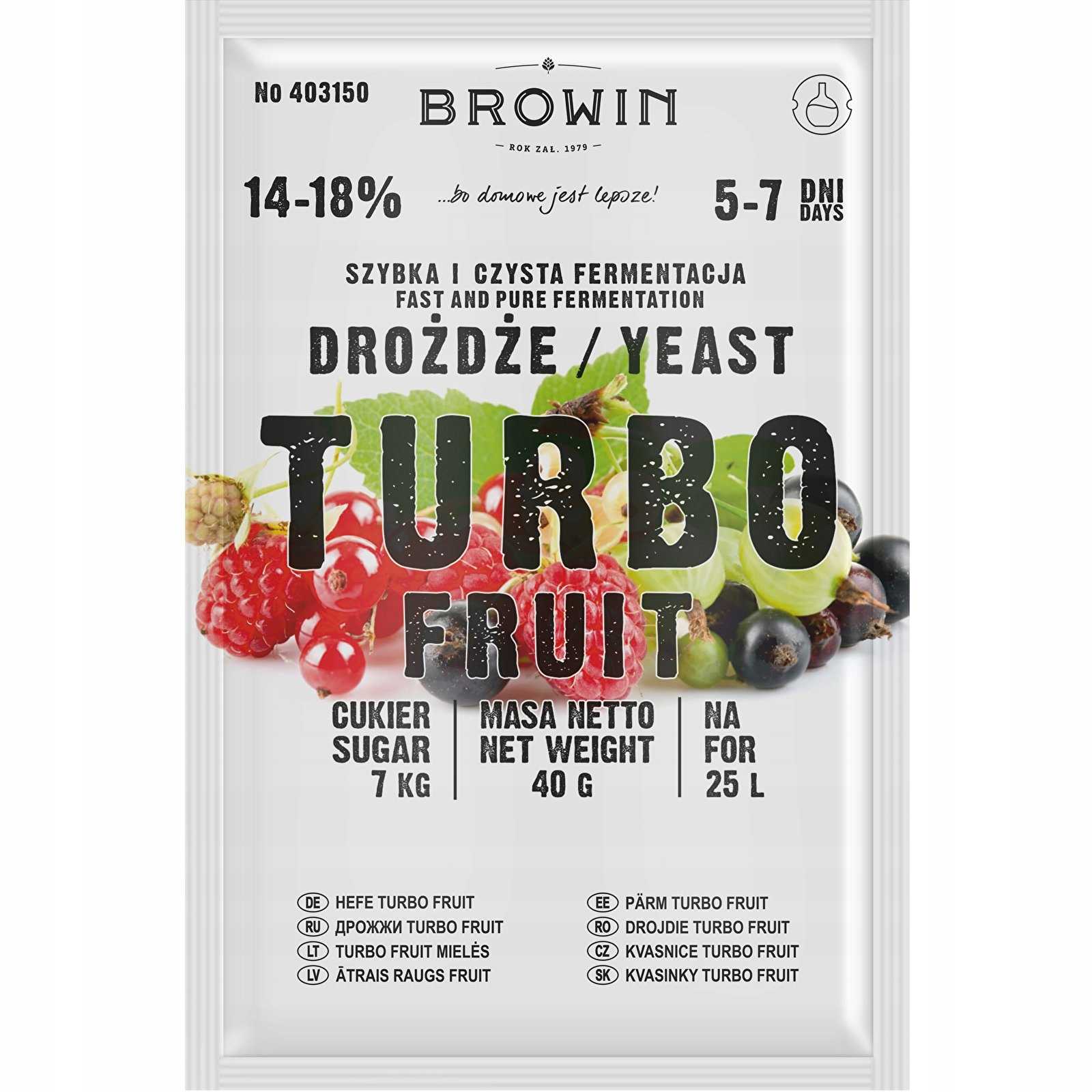 Drożdże GORZELNICZE TURBO FRUIT - 40g 10szt