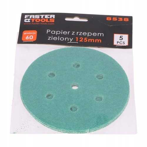 Papier ścierny z rzepem - zielony 125 mm 5 szt 100