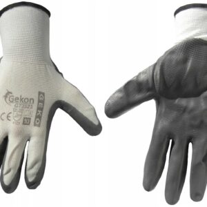 Rękawice ochronne GEKO r.10 biało-szare 12 par