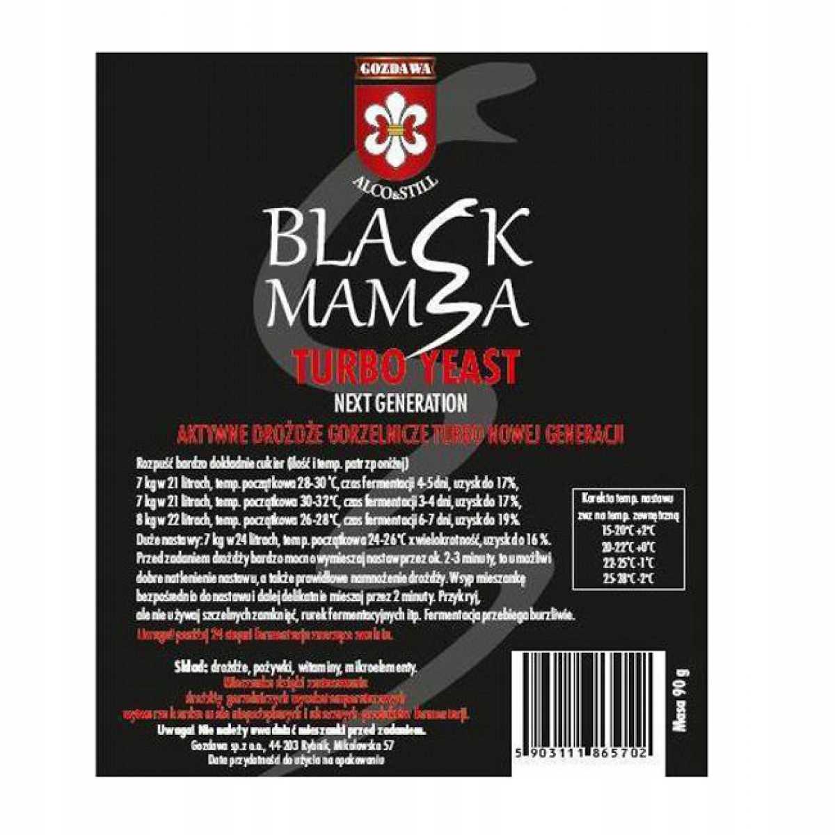Drożdże BLACK MAMBA Gozdawa 105g 18l 22% cukier
