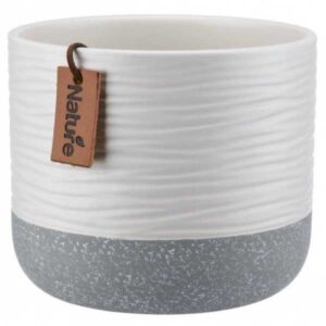 Osłonka ceramiczna Peony biało szara