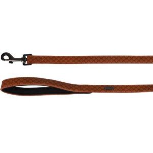 Elegancka smycz dla psa, eko-skóra, podszyty uchwyt, tłoczony wzór, brązowa, 130cm - 20mm Flamingo Leash Patti Brown