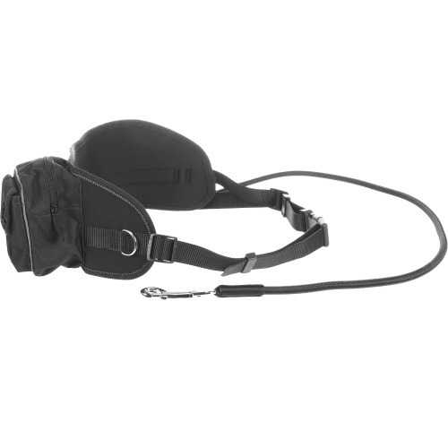 Smycz hands free, elastyczna linka i pas na biodro z kieszonką, do biegania z psem, czarna Flamingo Janko Jogging Leash